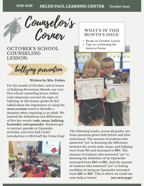October Counselor Corner News